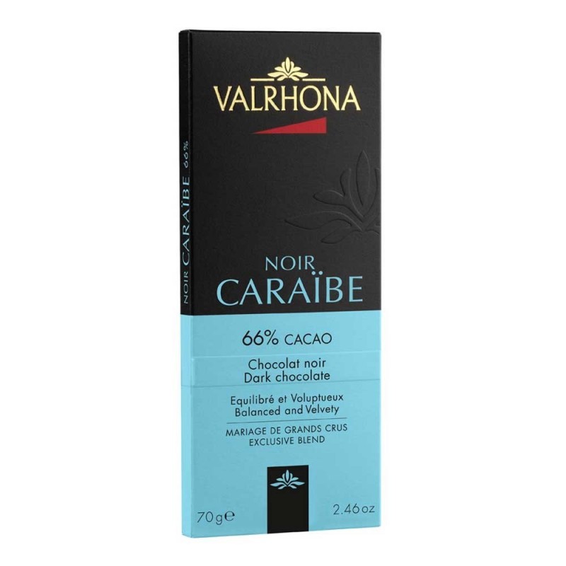 Chocolat Noir Valrhona - Tablette chocolat noir caraïbe 66 ...