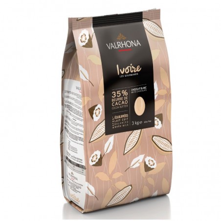 Chocolat Valrhona Le blanc 35% en pistoles de 3kg